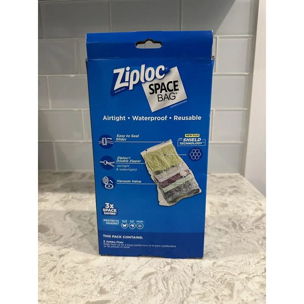 Ziploc Space Bag Bed &‎ Linen 1 Jumbo Flat Waterproof Reusable - ONLY ONE BAG
